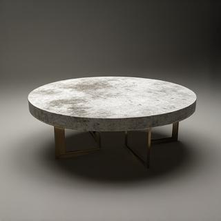 Lunar-themed coffee table with crater details