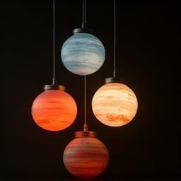 Planetary pendant lighting fixtures